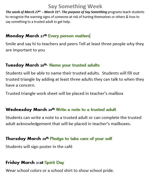  Say Something Week March 27-31